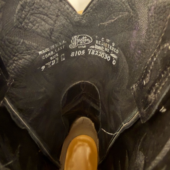 Justin Boots Black Leather Western Footwear main image 7